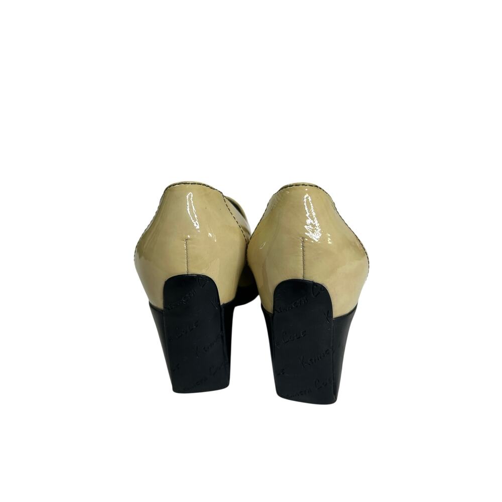 Vintage, Rare Kenneth Cole Butter Yellow Patent Leather Wedge Slip-Ons - Picture 4 of 10